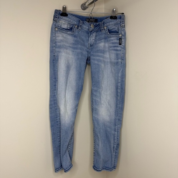 Silver Jeans Co. Aiko Mid-Rise Super Stretch Capri Jeans |W27/L22| Cropped Denim - Picture 1 of 6